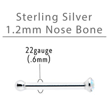 将图片加载到图库查看器，Sterling Silver 1.2mm Aurora Nose Bone Created with Crystals
