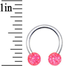 Load image into Gallery viewer, 14G 7/16 Pink UV Reactive Horseshoe Circular Barbell
