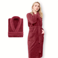 Load image into Gallery viewer, Unisex Extra Warm Coral Fleece Bathrobe Mens and Women Adult Robes for Your Bathroom Bath Towel Bedroom Shawl Collar Robes, Valentines gift for lovers
