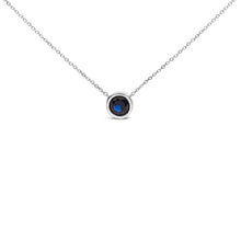 将图片加载到图库查看器，.925 Sterling Silver 7MM Bezel Set Created Purple Amethyst Pendant Necklace - 18" Inches
