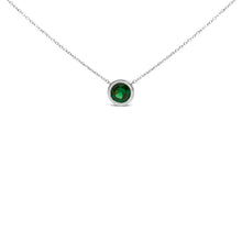将图片加载到图库查看器，.925 Sterling Silver 7MM Bezel Set Created Purple Amethyst Pendant Necklace - 18" Inches

