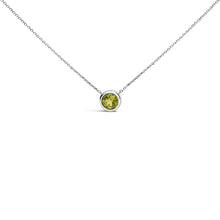 将图片加载到图库查看器，.925 Sterling Silver 7MM Bezel Set Created Purple Amethyst Pendant Necklace - 18" Inches
