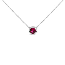 将图片加载到图库查看器，.925 Sterling Silver 7MM Bezel Set Created Purple Amethyst Pendant Necklace - 18" Inches
