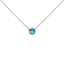 将图片加载到图库查看器，.925 Sterling Silver 7MM Bezel Set Created Purple Amethyst Pendant Necklace - 18" Inches
