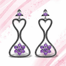 Load image into Gallery viewer, 6.31 Carat Genuine Amethyst &amp; Black Spinel .925 Sterling Silver Earrings
