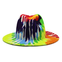 Load image into Gallery viewer, Beautiful Two Tone Luxury Fedora Hat Men's and Women's Hat Unique Retro Design Men's Fedoras Hat Colorful Fedoras Jazz Cap Elegant Soft Hat Wide Brim Party Hats 56-58CM
