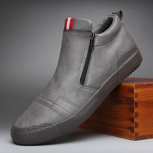 将图片加载到图库查看器，Mens Casual Winter Warm Ankle Boots Fashion Snow Boots Outdoor Footwear Black Sneakers Men's Leather Lined Warm Anti-slip Outdoor Work Shoes
