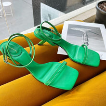 Load image into Gallery viewer, Colorful Women Sandals Slides Slippers Square Open Toe Slip On Thin Mid Heels Pumps Casual Narrow Band Open Toe Sandals Flip Flops Slip On Fashion Dress Heels Back High Heel Slide Slipper
