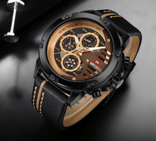 Load image into Gallery viewer, Men's  Sports Waterproof Watch With Chronometers And Leather Belt Multifunction Wristwatch Unique Design Perfect Gift
