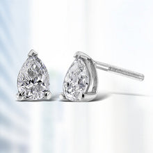 将图片加载到图库查看器，14K White Gold 1/2 Cttw Pear Shape Solitaire Lab Grown Diamond Stud Earrings (F-G Color, VS2-SI1 Clarity)
