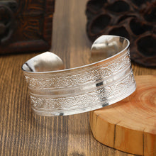 Load image into Gallery viewer, Big Elegant Luxury Amazing Classic Fashion Flower Metal Tibetan Indian Silver Vintage Retro Fashion Cuff Bracelet Bangle For Woman With Details of Animals
