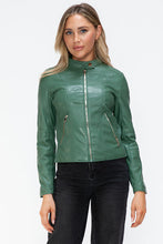 Load image into Gallery viewer, Women Classic Snobbish Faux Leather Zip-Up Drawstring Hooded Jacket Edgy &amp; Casual PU Leather Jacket For Streetwear
