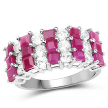 Load image into Gallery viewer, 4.14 Carat Genuine Ruby and White Topaz .925 Sterling Silver Ring
