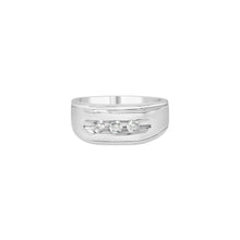 Load image into Gallery viewer, Men's .925 Sterling Silver 1/3 Cttw Diamond Channel Set 3 Stone Ring Band (I-J Color, I3 Clarity) - Ring Size 10
