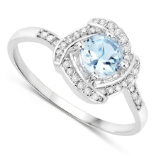 将图片加载到图库查看器，0.46 Carat Genuine Aquamarine and White Diamond 14K White Gold Ring
