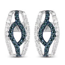 Load image into Gallery viewer, 0.42 Carat Genuine Blue Diamond &amp; White Diamond .925 Sterling Silver Earrings
