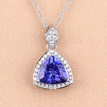 Load image into Gallery viewer, 1.71 Carat Genuine Tanzanite and White Diamond 14K White Gold Pendant
