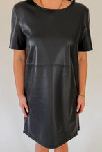Load image into Gallery viewer, Black Round Neck Short Sleeve Mini Dress Basic Style Dress For Women Simple Style Dress
