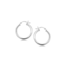 将图片加载到图库查看器，Sterling Silver Polished Hoop Motif Earrings with Rhodium Plating (20mm)

