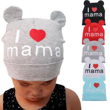 Load image into Gallery viewer, Modern Baby Hat Cute Ear Cotton Girls Cap Scarf Infant Hats Finger love Kids Boys Knitted Cap Winter hat I love mama/pap  Cap
