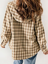 Load image into Gallery viewer, Plaid Snap Down Plush Hooded Jacket Soft &amp; Warm Women Outerwear Cozy And Comfortable Jacket
