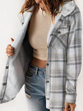 Load image into Gallery viewer, Plaid Snap Down Plush Hooded Jacket Soft &amp; Warm Women Outerwear Cozy And Comfortable Jacket
