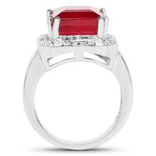Load image into Gallery viewer, 6.36 Carat Glass Filled Ruby and White Topaz .925 Sterling Silver Ring
