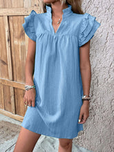 Load image into Gallery viewer, Elegant Ruffled Cap Sleeve Mini Dress Feminine &amp; Flowy Summer Dress
