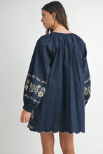 Load image into Gallery viewer, Embroidered Long Sleeve Peasant Mini Dress For Women – Embroidered Mini Dress, Long Sleeve Peasant Dress, Bohemian Dress, Casual Peasant Dress, Timeless Elegance Dress
