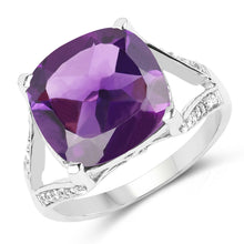 Load image into Gallery viewer, 5.99 Carat Genuine Amethyst and White Topaz .925 Sterling Silver Ring
