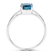 Load image into Gallery viewer, 1.05 Carat Genuine London Blue Topaz and White Diamond 14K White Gold Ring
