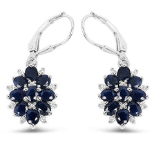 Load image into Gallery viewer, 3.94 Carat Blue Sapphire and White Zircon .925 Sterling Silver Earrings
