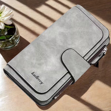 Load image into Gallery viewer, Vintage Faux Leather Long Wallet – Trifold Credit Card Holder with Snap &amp; Zipper
