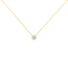 将图片加载到图库查看器，10K Yellow Gold 1/2 Carat Round Brilliant-Cut Diamond Modern Bezel-Set Solitaire 16"-18" Pendant Necklace (H-I Color, SI2-I1 Clarity)
