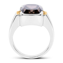 Load image into Gallery viewer, Two Tone Plated 5.51 Carat Genuine Smoky Quartz and White Topaz .925 Sterling Silver Ring
