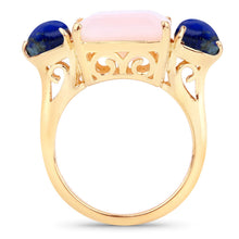Load image into Gallery viewer, 12.18 Carat Genuine Pink Opal and Lapis .925 Sterling Silver Ring
