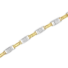 Load image into Gallery viewer, 14K Two-Tone Gold 1.00 Cttw Princess-Cut Diamond Chain Link 7" Bracelet (H-I Color, SI1-SI2 Clarity)
