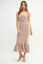 将图片加载到图库查看器，Ruffled Hem Sleeveless Crochet Knit Midi Dress For Women – Crochet Knit Dress, Ruffled Hem Dress, Sleeveless Midi Dress, Summer Dress, Elegant Knit Dress
