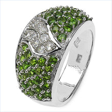 Load image into Gallery viewer, 2.44 Carat Genuine Chrome Diopside &amp; White Topaz .925 Sterling Silver Ring
