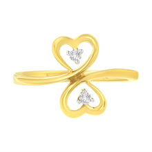 Load image into Gallery viewer, 14KT Yellow Gold 1/20 ctw. Dual Heart Diamond Ring (K-L, I1-I2) - Size 7

