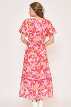 将图片加载到图库查看器，New Summer Floral Notched Puff Sleeve Midi Dress For Women – Fluttering, Elegant Floral Print Midi Dress with Trendy Notched Neckline and Puff Sleeves
