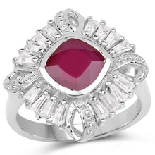 将图片加载到图库查看器，2.66 Carat Glass Filled Ruby and White Topaz .925 Sterling Silver Ring

