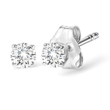 Load image into Gallery viewer, .925 Sterling Silver 1/2 Cttw Round Brilliant-Cut Lab Grown Diamond Classic 4-Prong Stud Earrings (F-G Color, VS1-VS2 Clarity)
