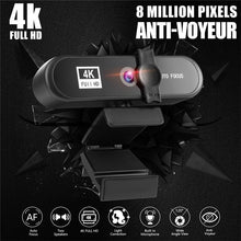 Load image into Gallery viewer, 2K 4K Conference Webcam Autofocus USB Web Camera Laptop Desktop For Office Meeting Home With Mic 1080P HD Webcam For Video Conferencing Recording and Streaming
