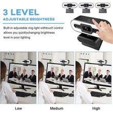 Load image into Gallery viewer, 2K Webcam Web Camera Study Chat Work PC Laptop Desktop USB With Microphone WebCamera Home Auto Light Correction for Desktop Laptop Streaming Computer USB Web Camera
