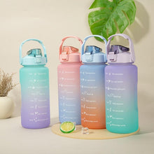 将图片加载到图库查看器，2L Large Capacity Water Bottle With Straw With Time Marker Frosted Cup Girls Large Portable Travel Bottles Sports Fitness Cup Water Bottle With Time Marker 2L Drinking Bottles With Straw BPA Free 2L Leakproof Sports Water Bottles For Fitness Gym
