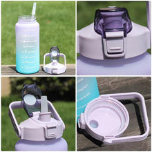 将图片加载到图库查看器，2L Large Capacity Water Bottle With Straw With Time Marker Frosted Cup Girls Large Portable Travel Bottles Sports Fitness Cup Water Bottle With Time Marker 2L Drinking Bottles With Straw BPA Free 2L Leakproof Sports Water Bottles For Fitness Gym
