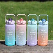 将图片加载到图库查看器，2L Large Capacity Water Bottle With Straw With Time Marker Frosted Cup Girls Large Portable Travel Bottles Sports Fitness Cup Water Bottle With Time Marker 2L Drinking Bottles With Straw BPA Free 2L Leakproof Sports Water Bottles For Fitness Gym
