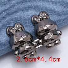 Load image into Gallery viewer, 2Pcs Bear Shaped Adjustable Jean Button Waist Buckle Snap Pants Buckle Extender Replacement Jeans Button Safety Pins No Sew Detachable Waist Body Fit Tighten Safety Pins
