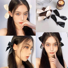 Load image into Gallery viewer, 2pcs Black White Ribbon Hair Bows Clips Vintage Bowknot Side Hairpin Cute Girls Barrettes Headdress Hair Accessories for Women
